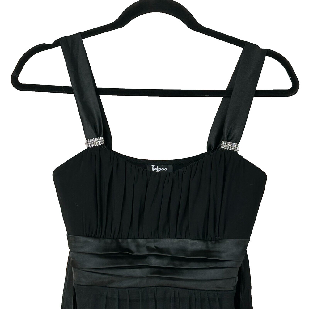 Taboo Dress Womens Small Black Floral Beaded Sleeveless Chiffon Tie Back - Picture 2 of 14